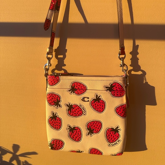 Coach Handbags - Coach Kitt Messenger Strawberry
Print Crossbody Bag